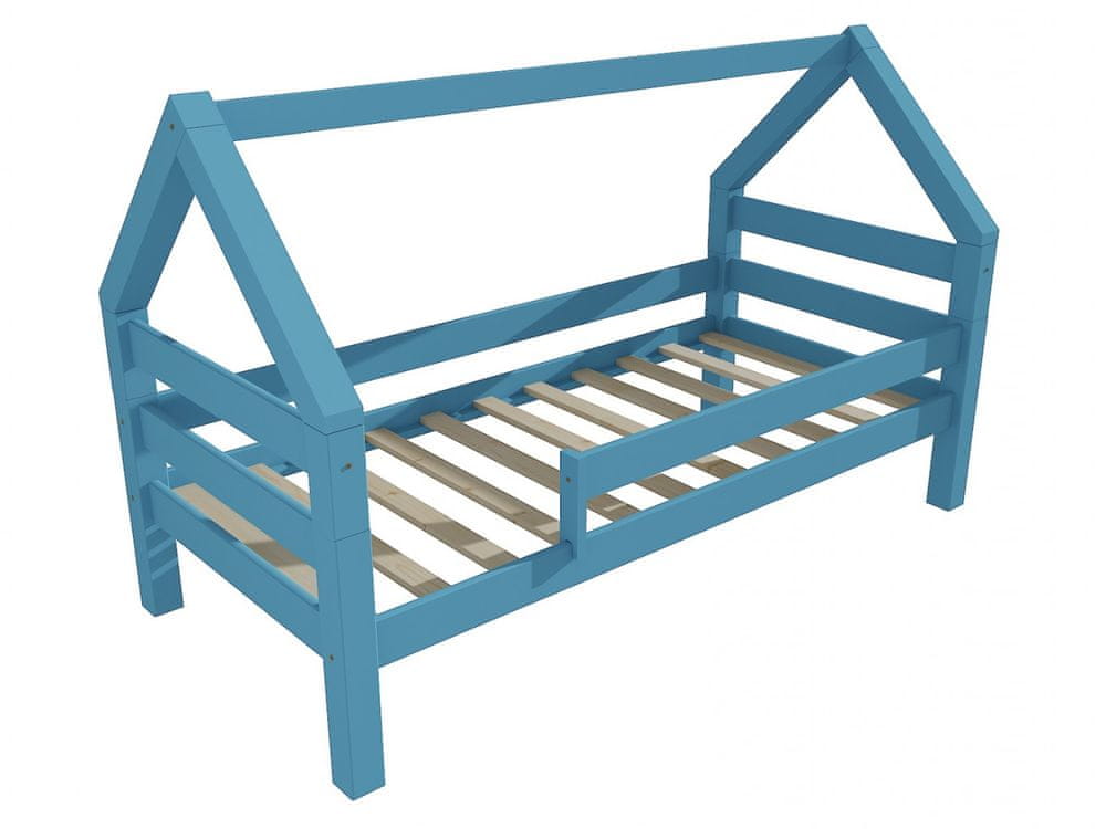 eoshop Detská posteľ DOMČEK 8X8 09B (Rozmer: 90 x 200 cm, Farba dreva: farba modrá)
